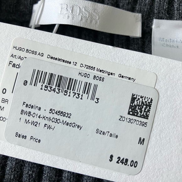 HUGO BOSS Charcoal Grey Ribbed Wool and Cashmere Blend MIDI Skirt Size M NWT - Picture 11 of 15